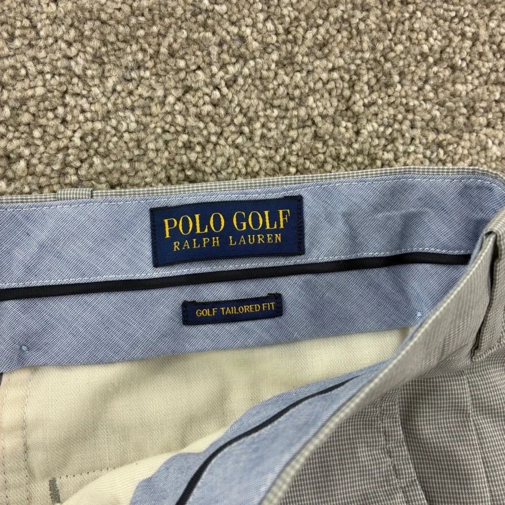 Polo‎ Golf Ralph Lauren Mens 33x32 Gray Micro Check Tailored Fit Pants Golfcore